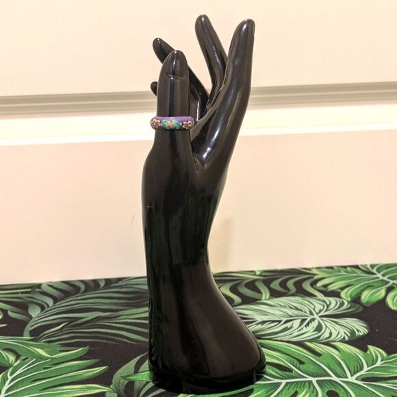 $5 Item! Size 8.5 Purple Floral Fimo Clay Ring - Picture 6 of 6